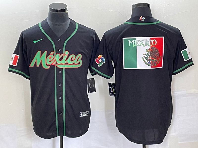 Men 2023 World Cub Mexico Blank Black Nike MLB Jersey6